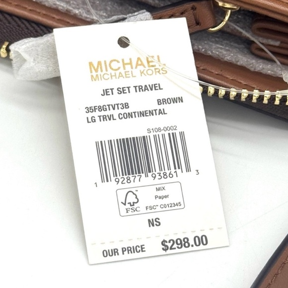 Michael Kors Large Continental Wallet Wristlet Brown Signature - Picture 8 of 8